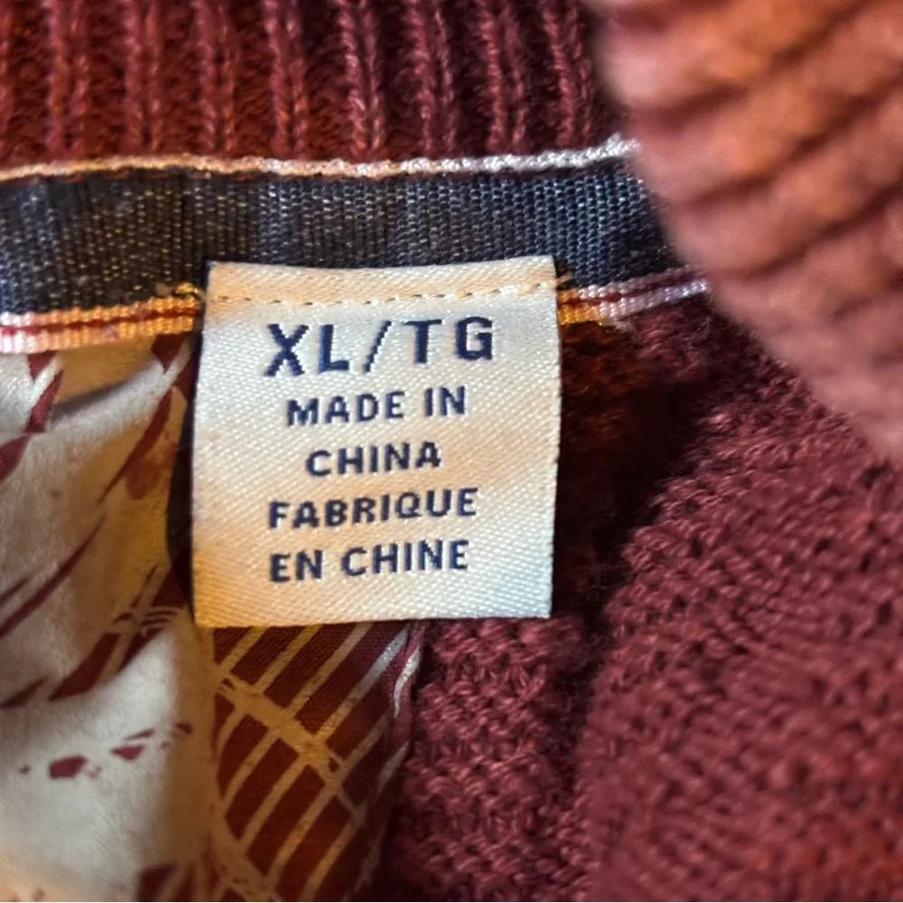 Tommy Bahama Half Zip Cotton Sweater Maroon Red Size XL Quarter Zip